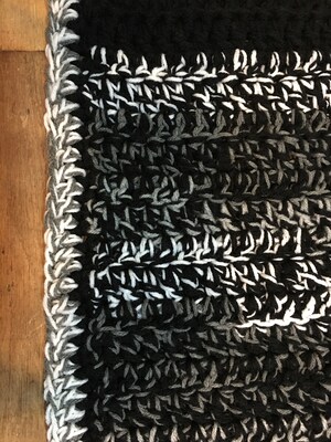 Handmade Soft Area Rug in Black, Gray, White - image3
